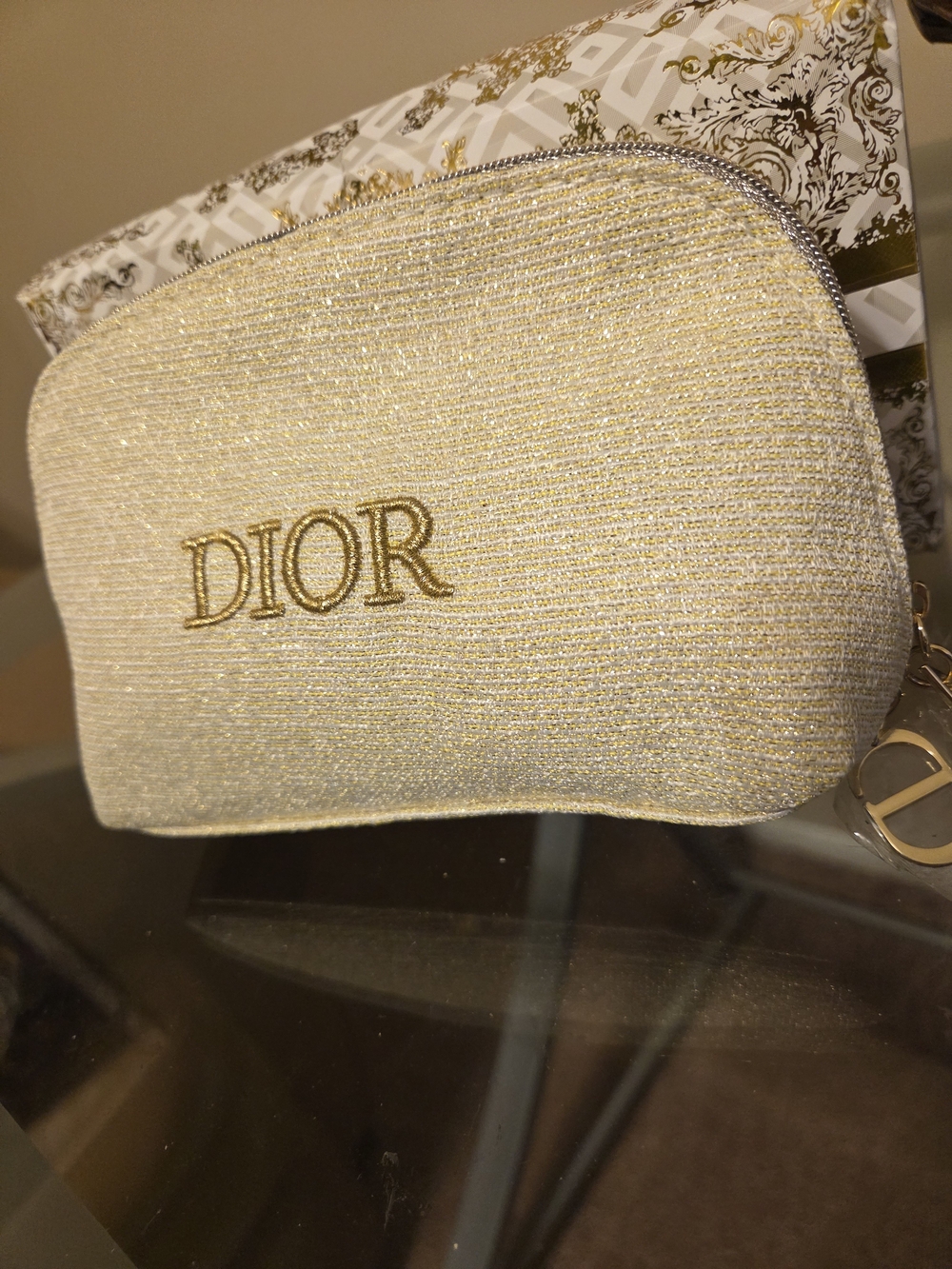 Dior Gold Metallic Cosmetic Pouch NIB